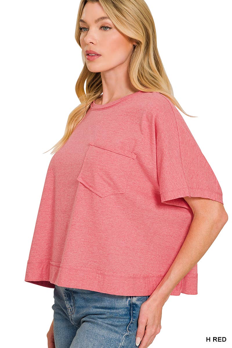 Exposed Seam Boxy Top - Zenana: TURQUOISE-196699 / L/XL