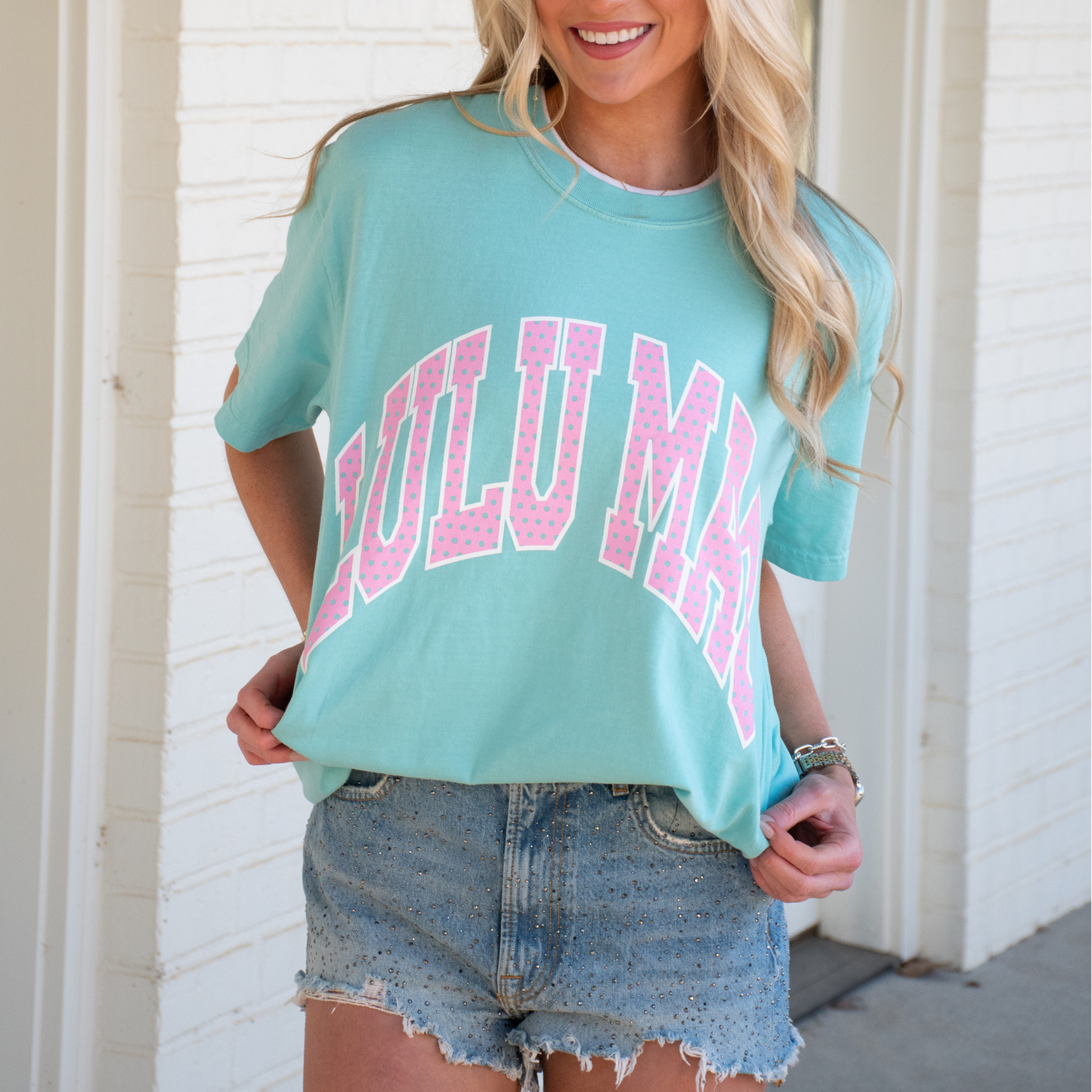 LM-PD-1001 Polka Dot Adult Chalky Mint Comfort Colors Tee: Chalky Mint / Medium