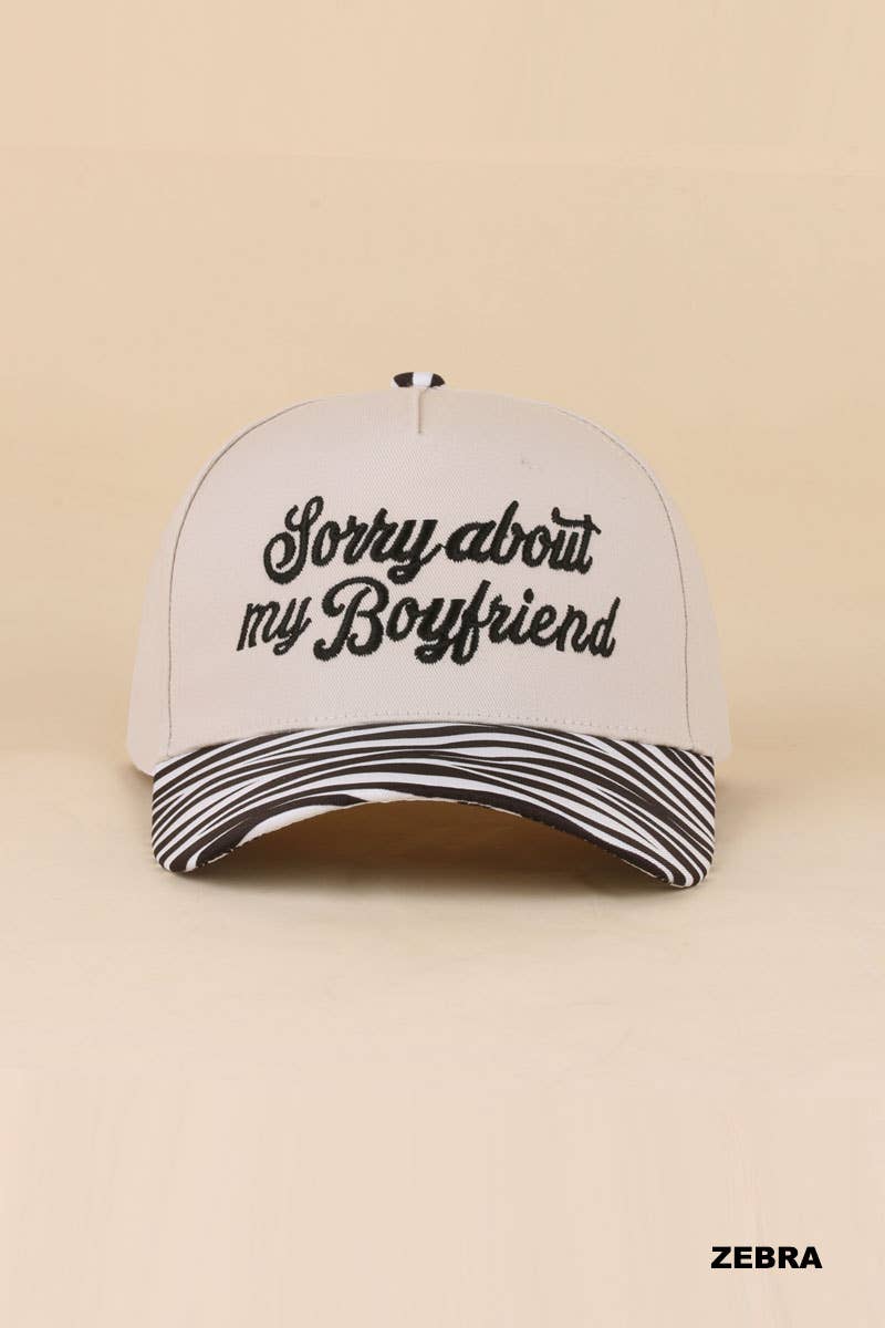 0519 Sorry About My Boyfriend Two Tone Snapback Hat SI-29864: BLACK-198983 / OS