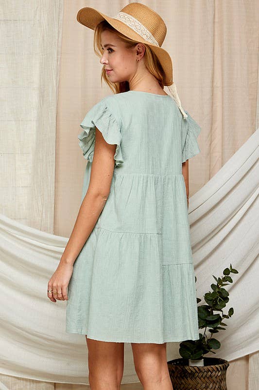 Outdoor Baby Doll Dress with Surplice Neckline 5150IMD : WHITE / S