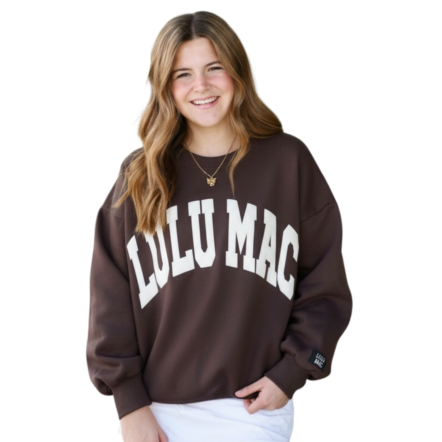 Lulu Mac Sweatshirt Brown/White- Puff: Brown/White / Large