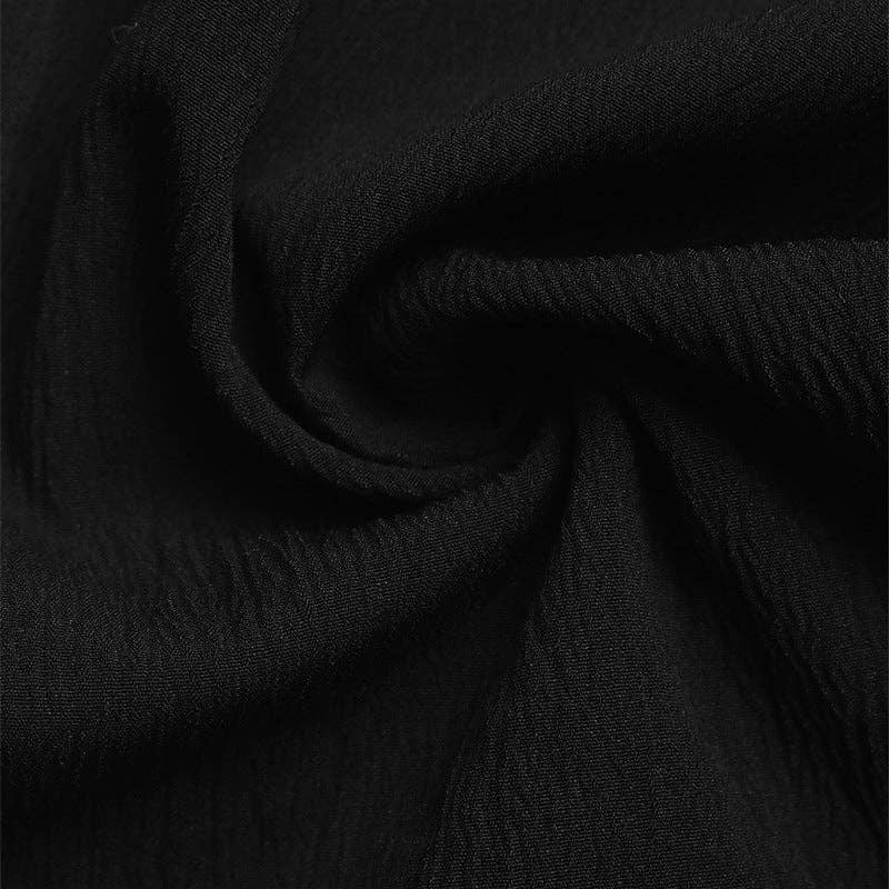 High Waist Wide Leg Drawstring Casual Pants: Black / 97%Polyester+3% Elastane / M