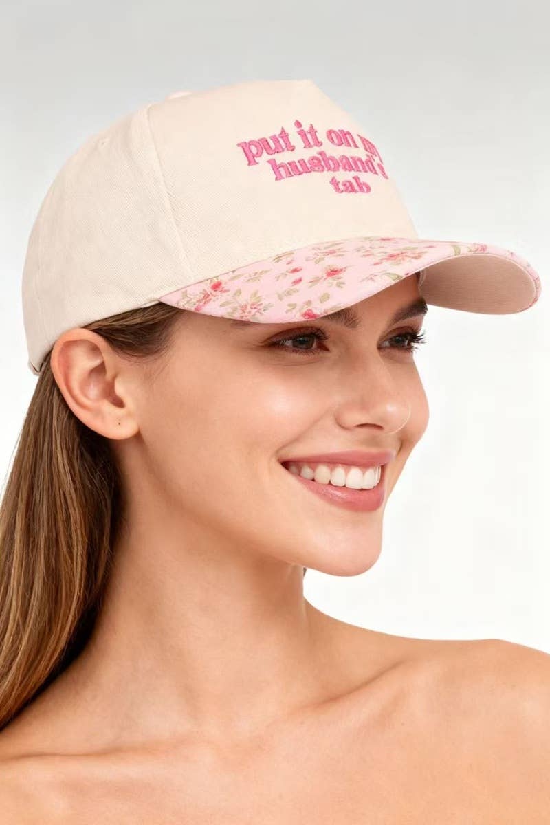 Put It On My Husband's Tab Two Tone Canvas Cap: DK FOREST-186388 / OS