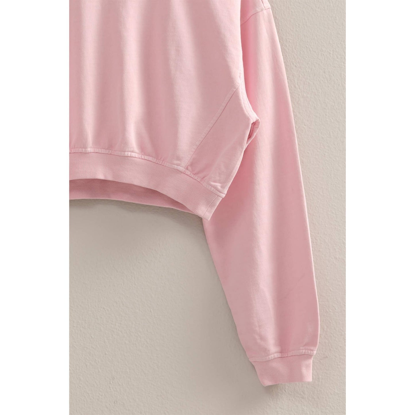 Crew Neck Long Sleeve Crop Sweatshirt: DUSTY INDIGO / S-M-L(2-2-2)