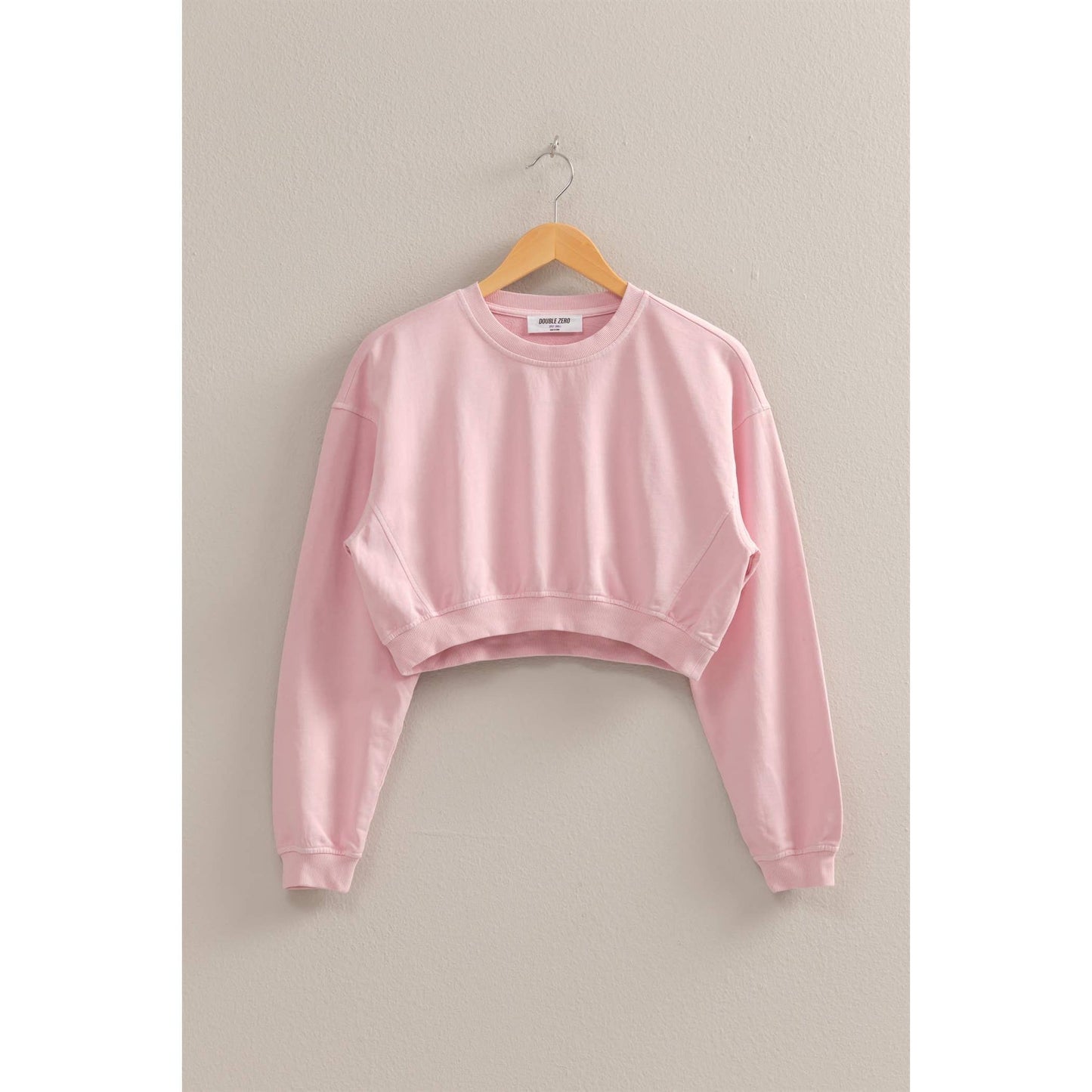 Crew Neck Long Sleeve Crop Sweatshirt: TURQUOISE / S-M-L(2-2-2)