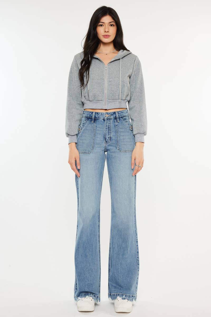 OPEN PACK HIGH RISE WIDE FLARE JEANS-KC2572M: MEDIUM / 11/29