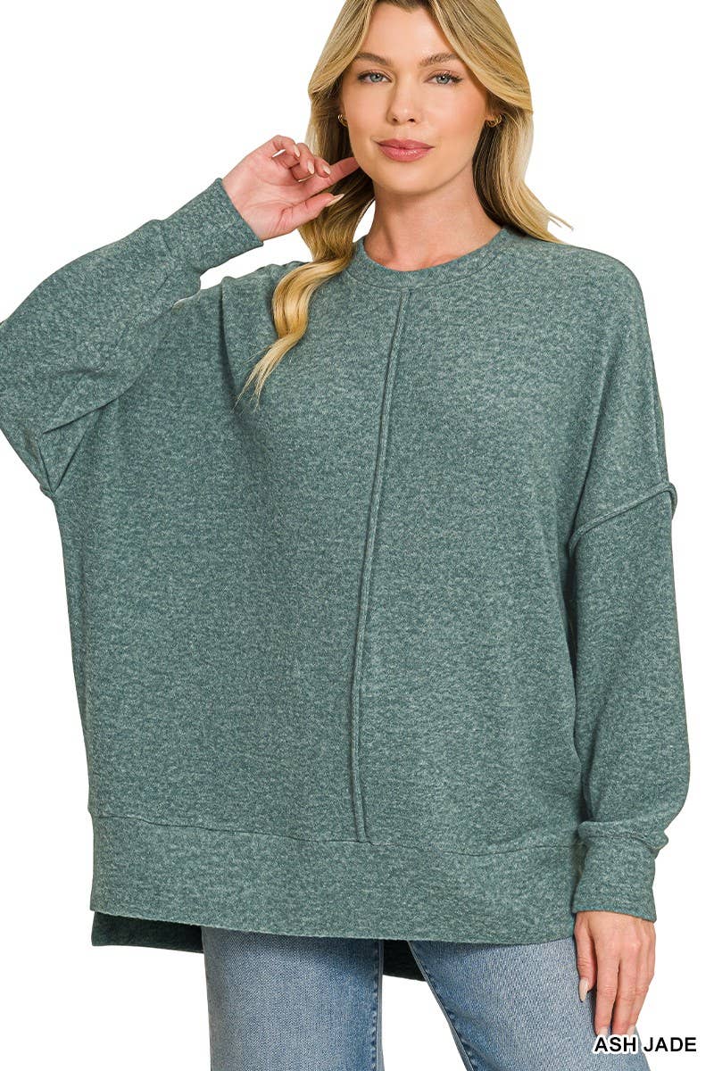 Brushed Melange Hacci Oversized Sweater: NAVY / 3-3 (S/M-L/XL)