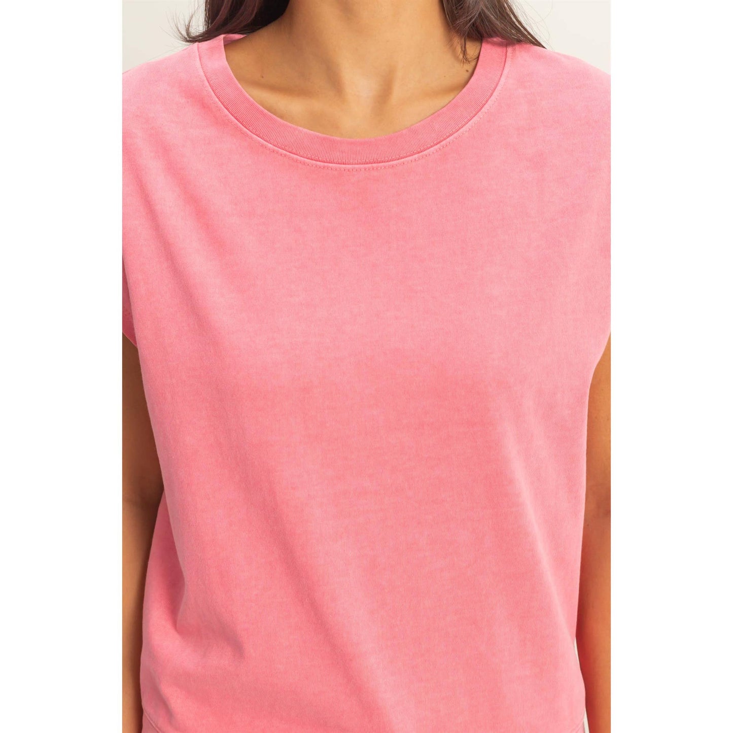 Sleeveless Crew Neck Top and Shorts Set: BLACK / S-M-L(2-2-2)