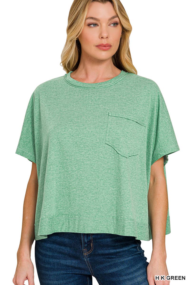 Exposed Seam Boxy Top - Zenana: SAND BEIGE-196703 / L/XL