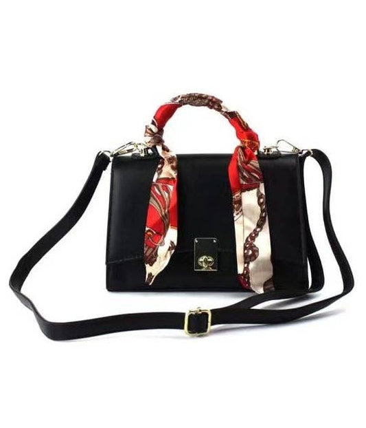 941 - Scarf-Wrapped Handle Crossbody: Black