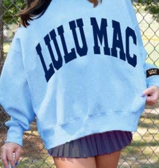 Lulu Mac Sweatshirt Baby Blue/Navy - Puff: BABY BLUE/NAVY / Large