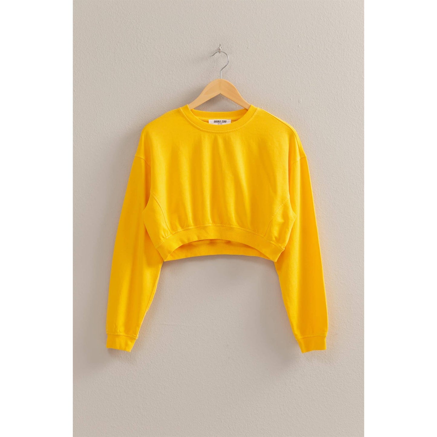 Crew Neck Long Sleeve Crop Sweatshirt: DUSTY INDIGO / S-M-L(2-2-2)