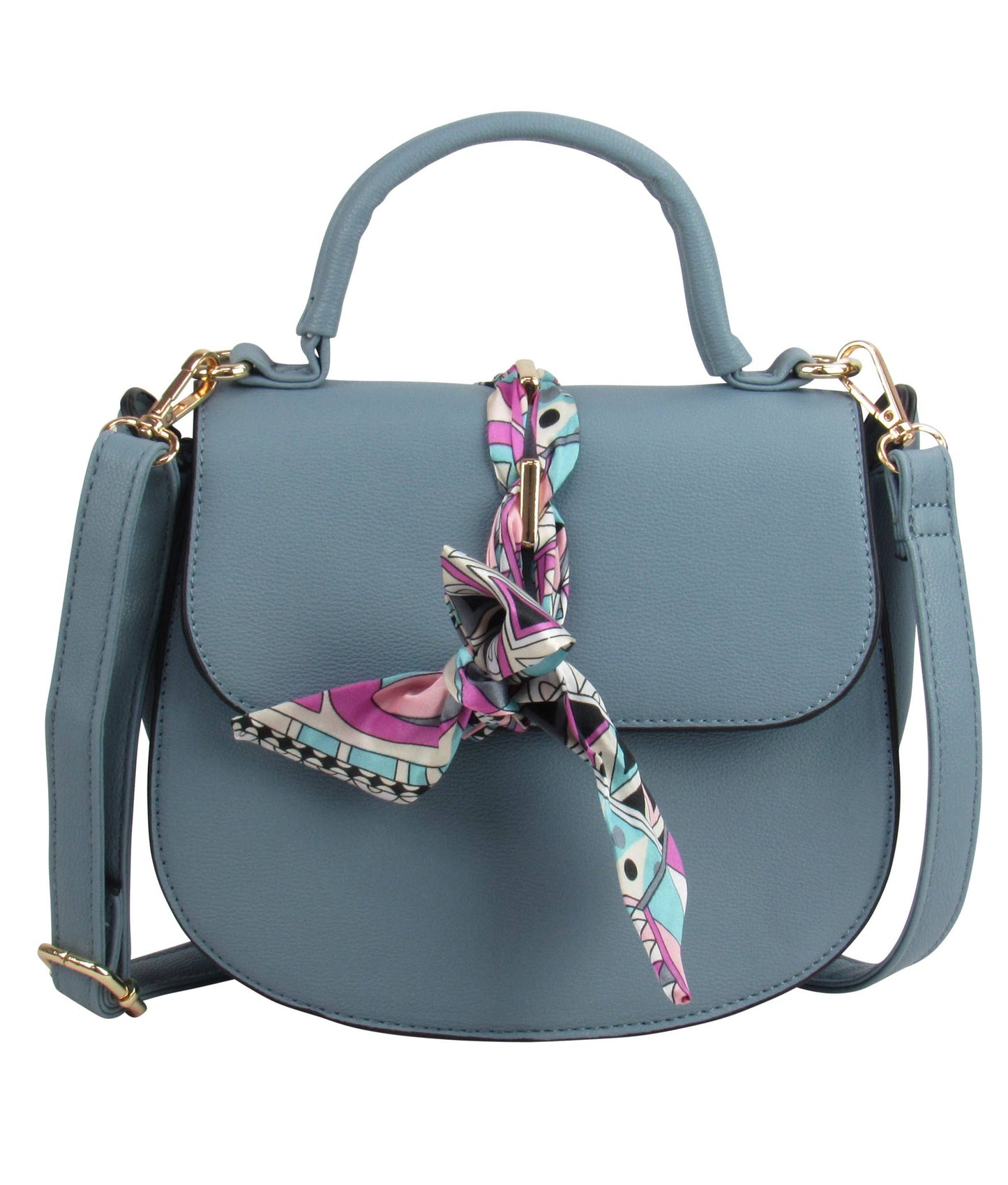 7920 - Scarf Flap Crossbody Bag: Black