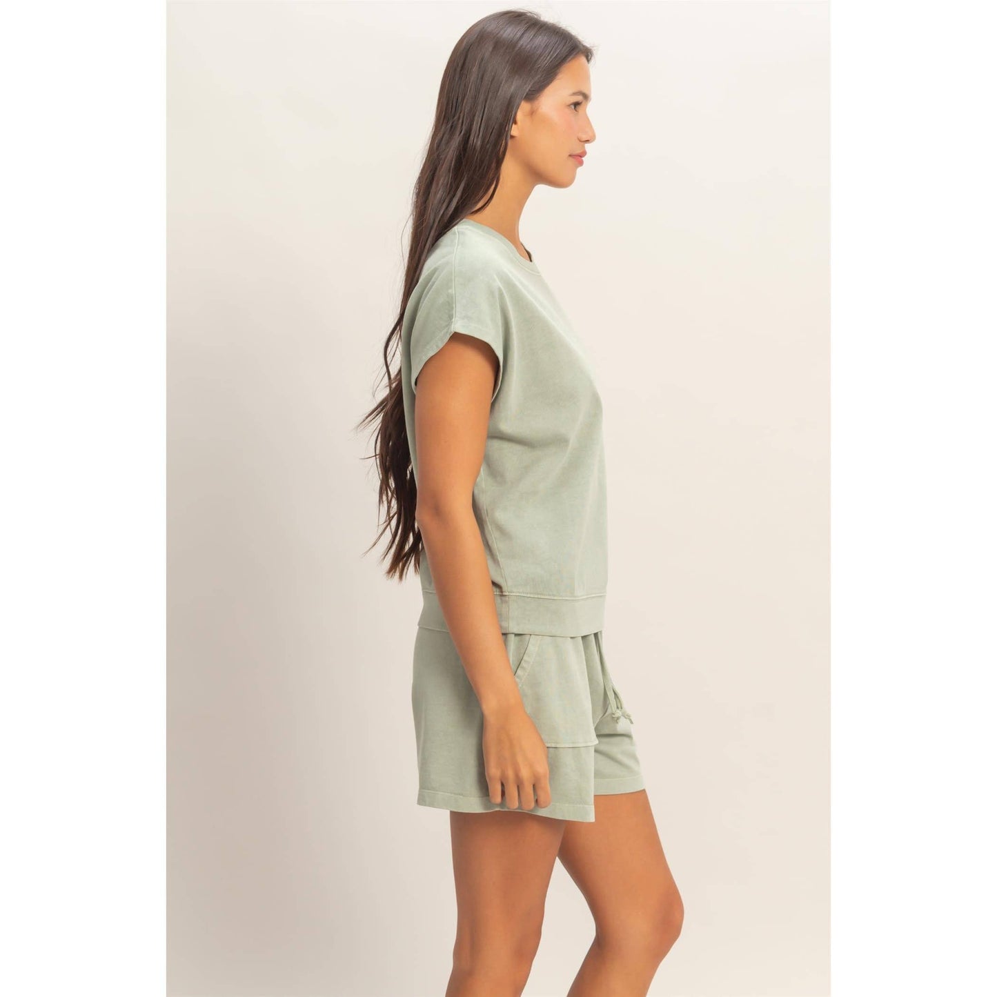 Sleeveless Crew Neck Top and Shorts Set: BLACK / S-M-L(2-2-2)