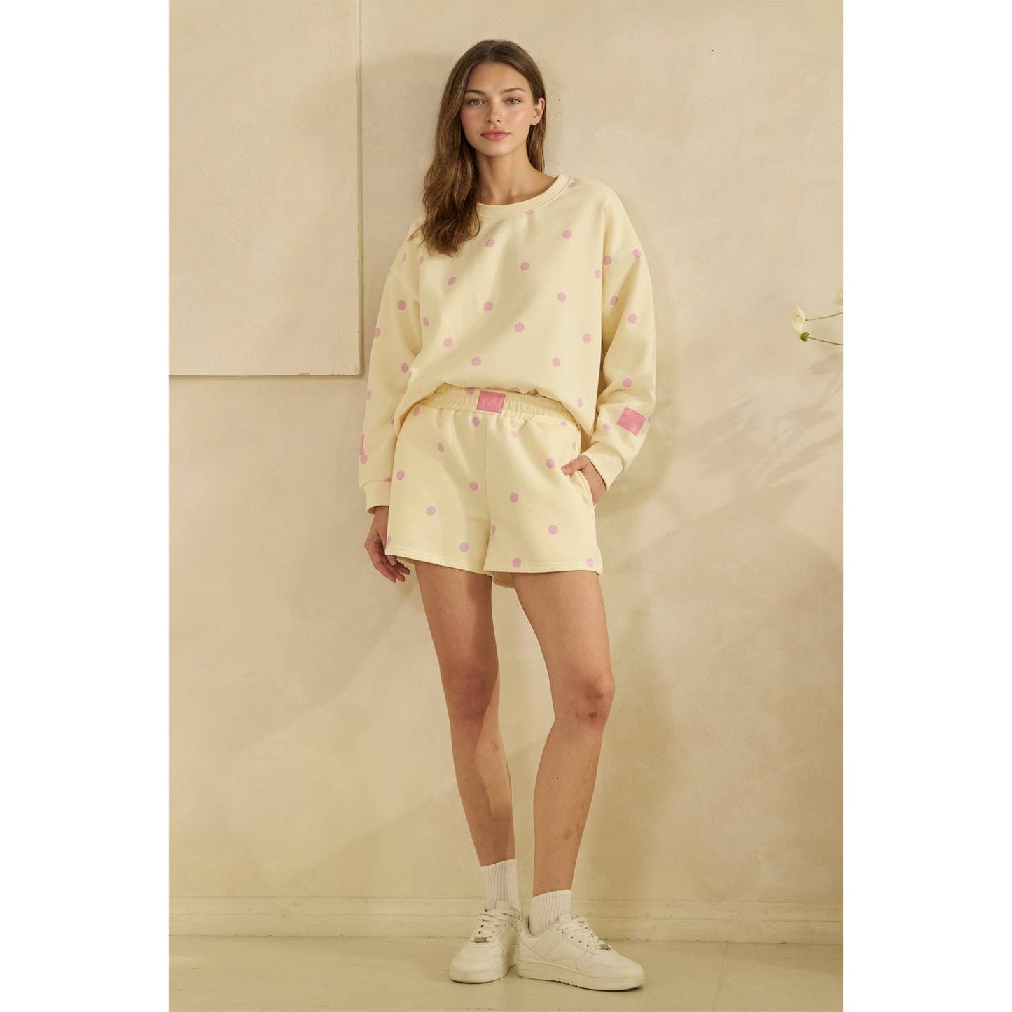 Printed Lounge Crewneck Sweatshirt: H. Grey/Red Heart / S