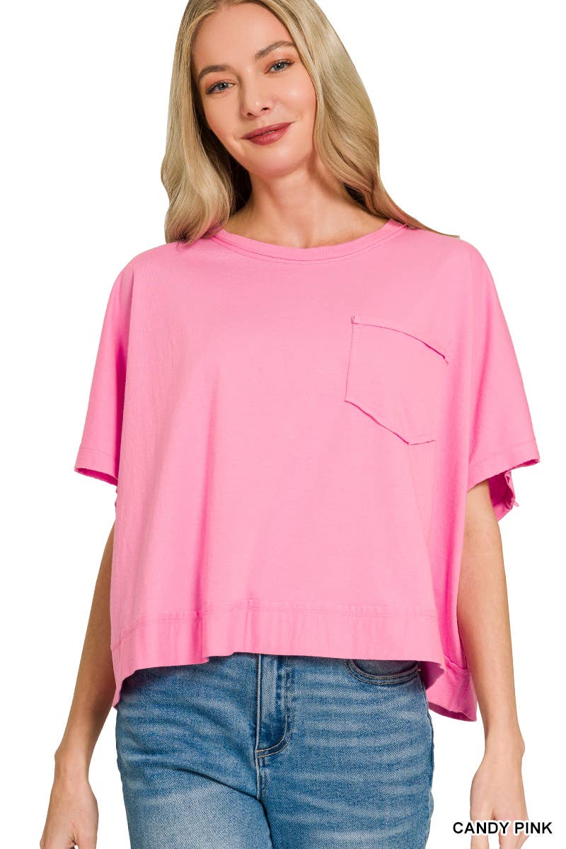 Exposed Seam Boxy Top - Zenana: TURQUOISE-196699 / S/M