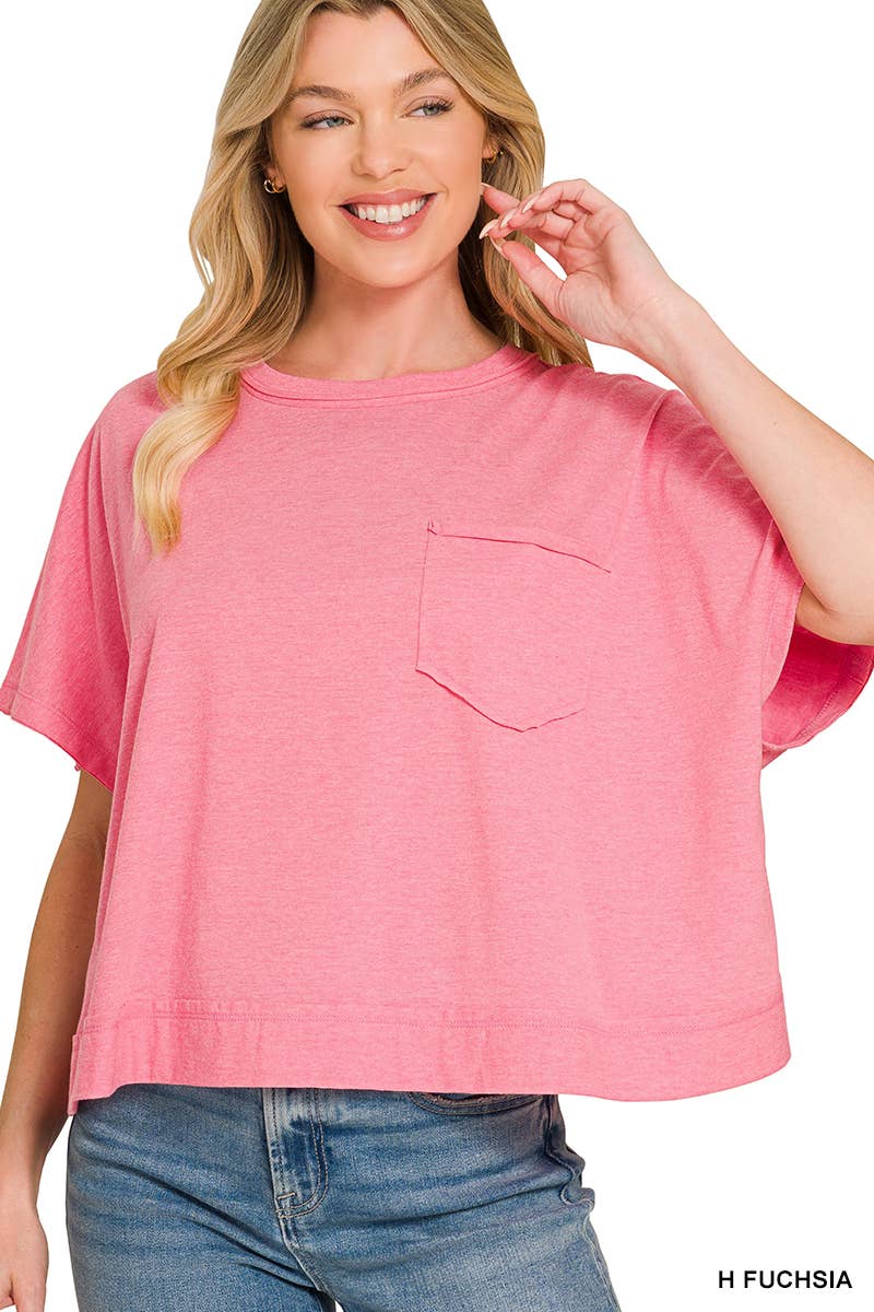 Exposed Seam Boxy Top - Zenana: SAND BEIGE-196703 / S/M