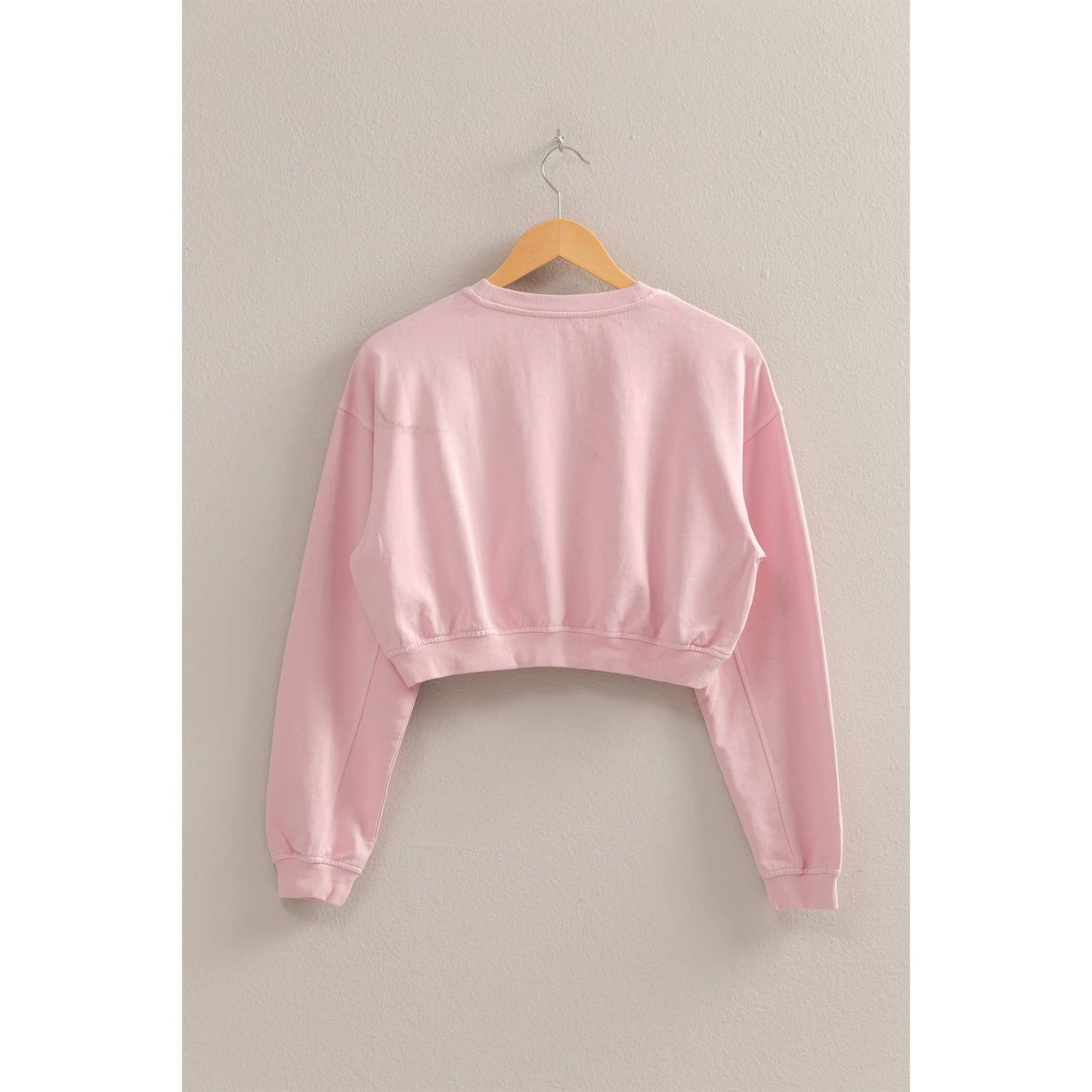 Crew Neck Long Sleeve Crop Sweatshirt: DUSTY INDIGO / S-M-L(2-2-2)