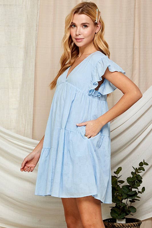 Outdoor Baby Doll Dress with Surplice Neckline 5150IMD : WHITE / S