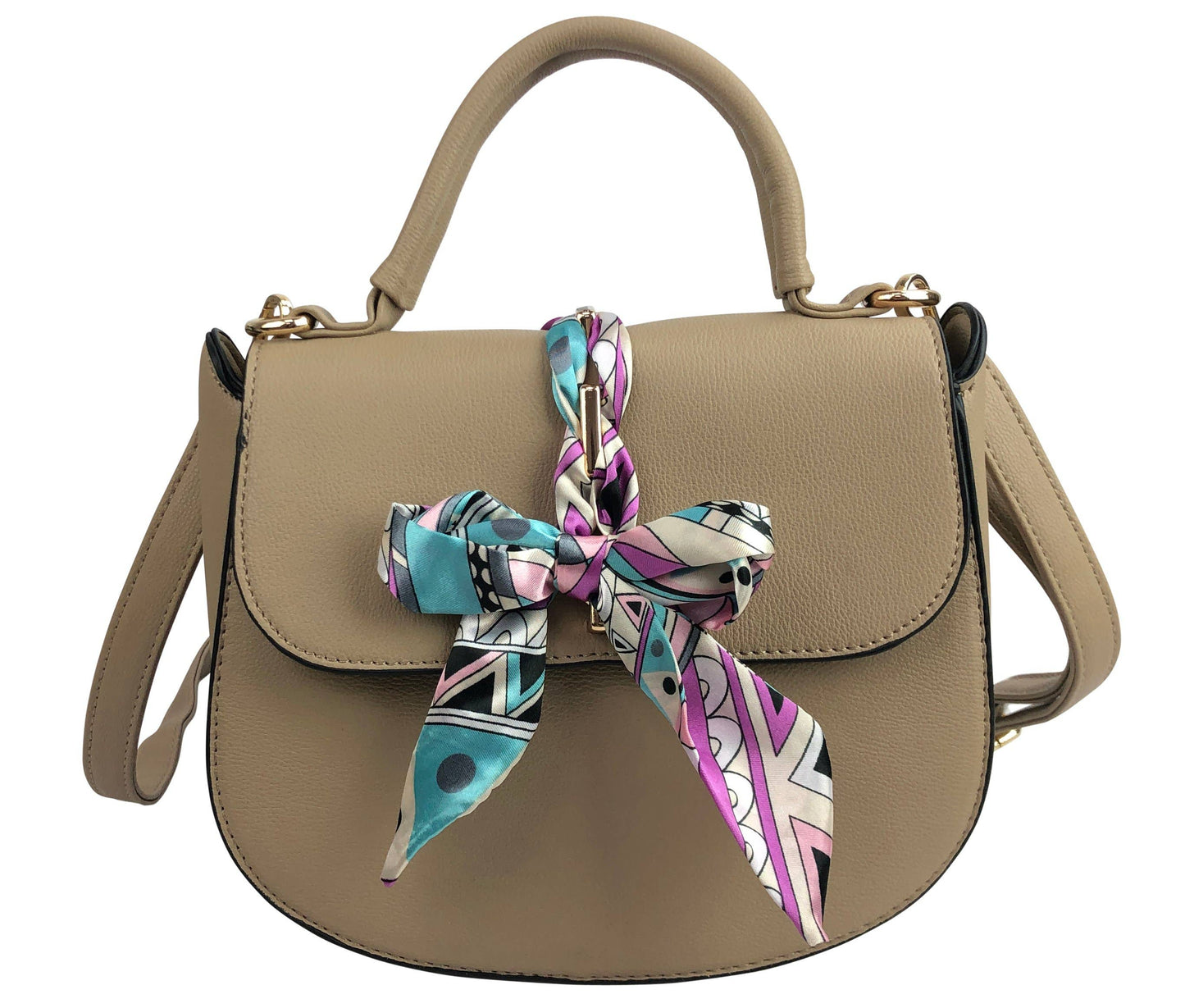 7920 - Scarf Flap Crossbody Bag: Black