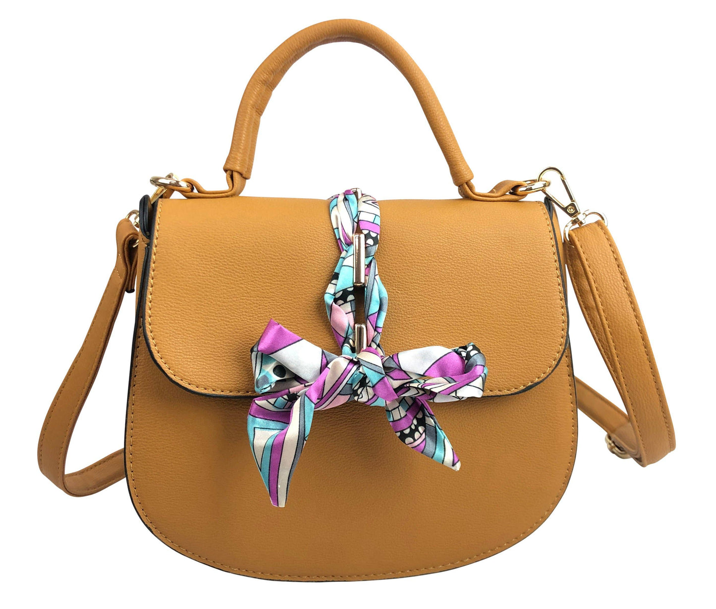 7920 - Scarf Flap Crossbody Bag: Black