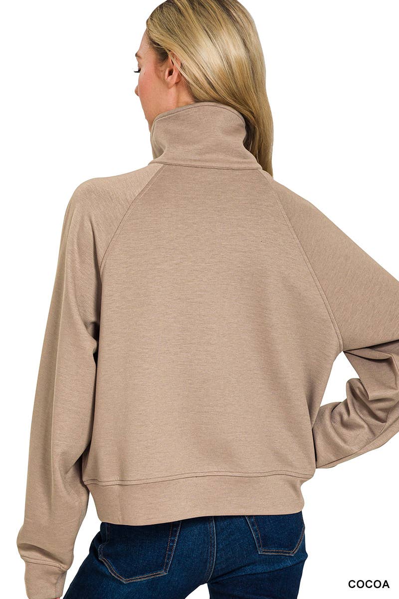 Scuba Half Zip Pullover With Kangaroo Pocket Zenana: H GREY-190578 / M