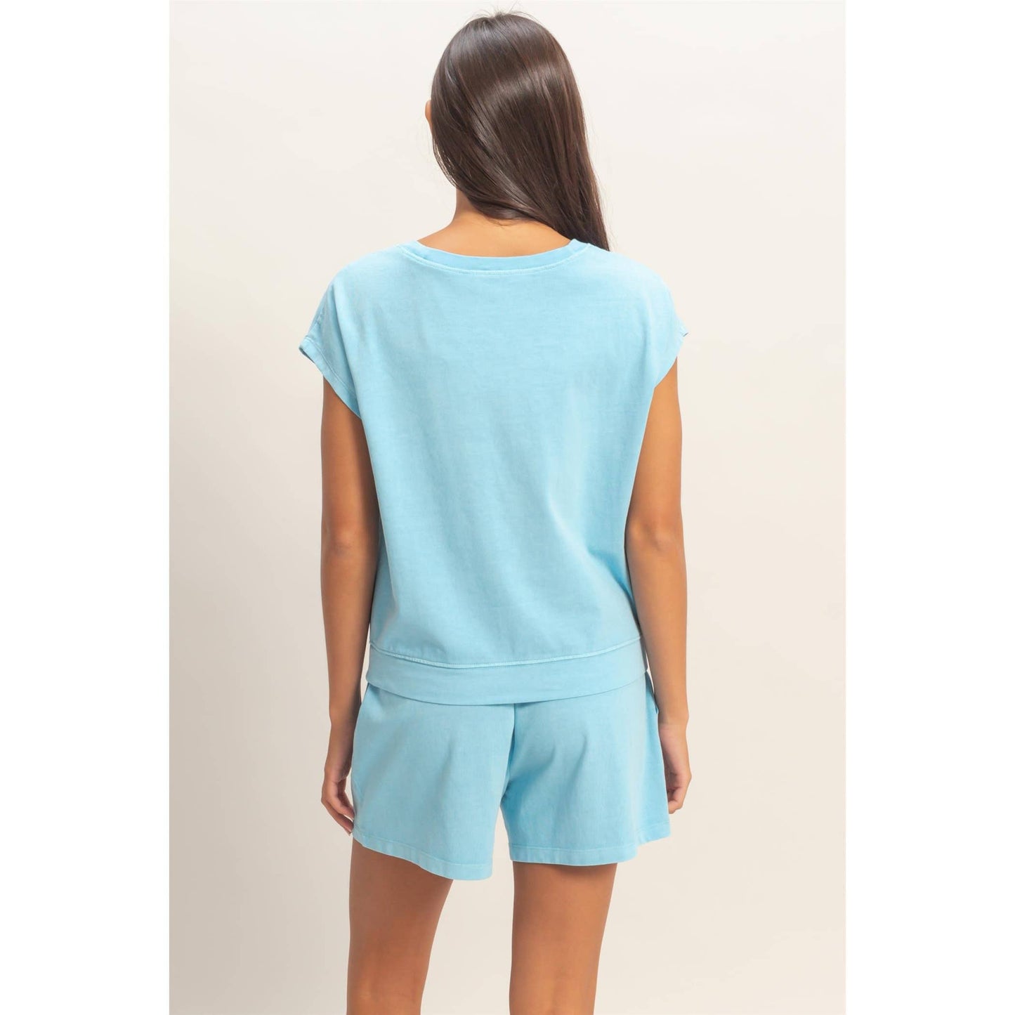 Sleeveless Crew Neck Top and Shorts Set: BLACK / S-M-L(2-2-2)