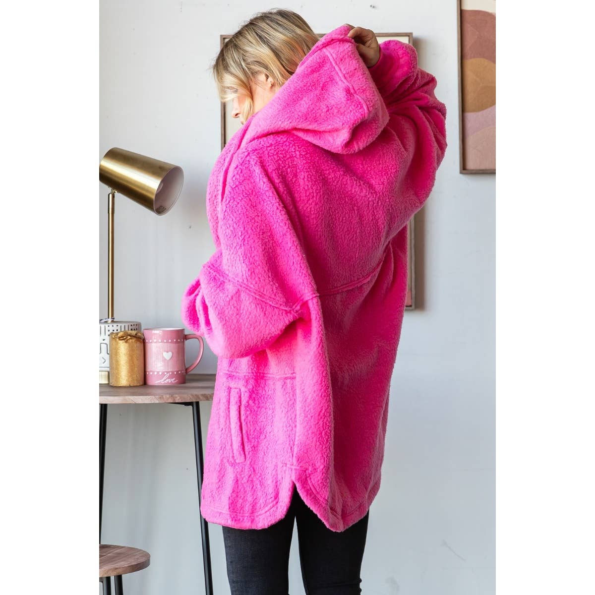 Lightweight Fleece Hooded Jacket: Hot pink / M