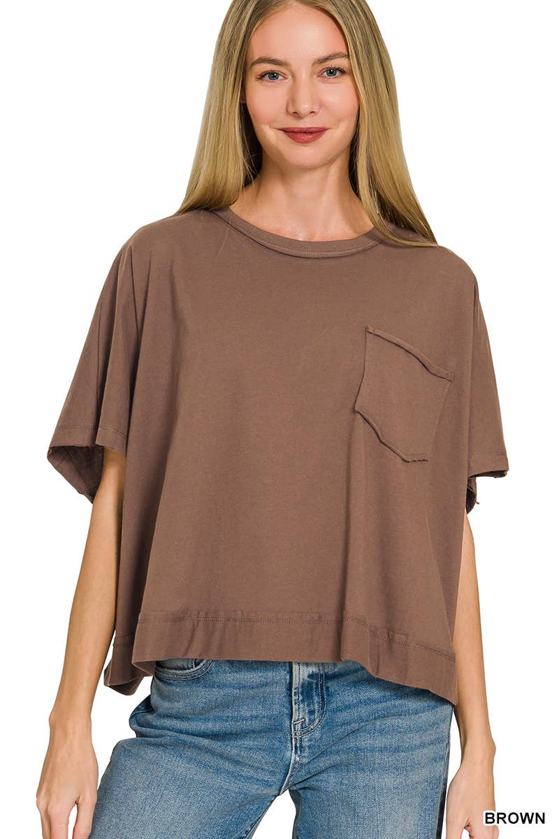 Exposed Seam Boxy Top - Zenana: TURQUOISE-196699 / L/XL