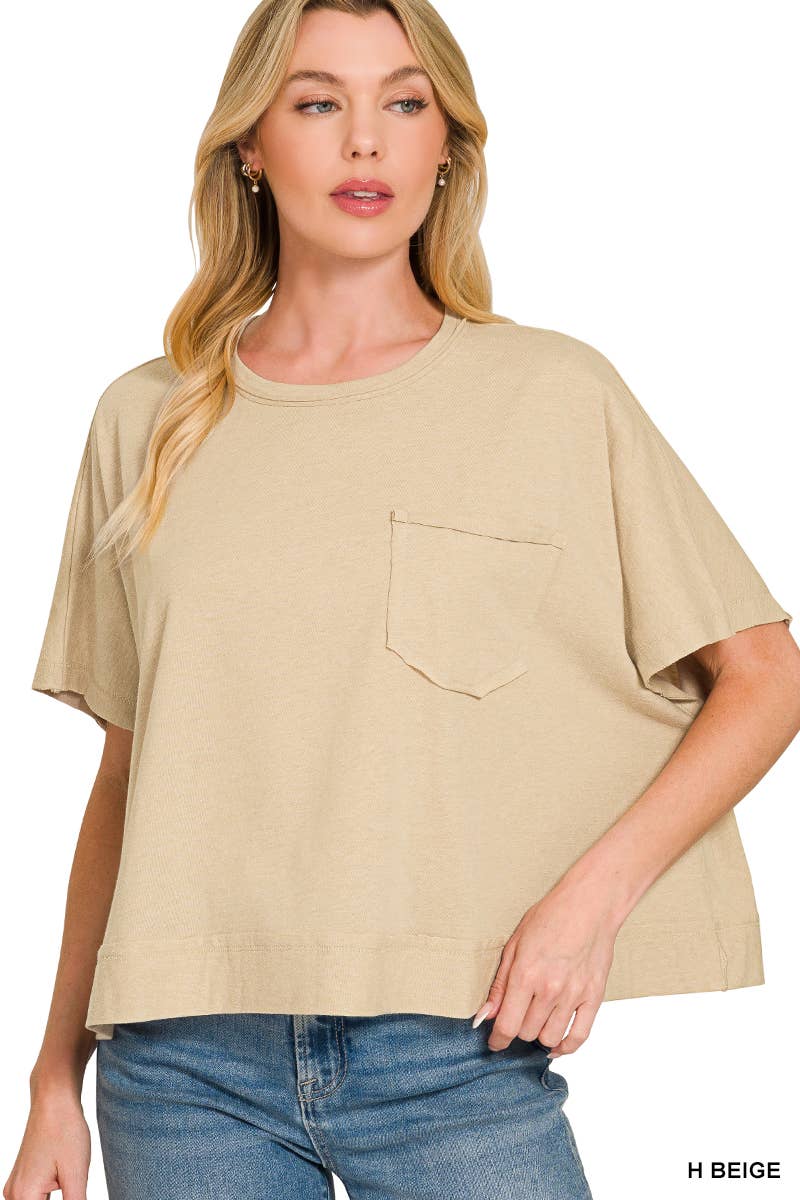 Exposed Seam Boxy Top - Zenana: TURQUOISE-196699 / S/M