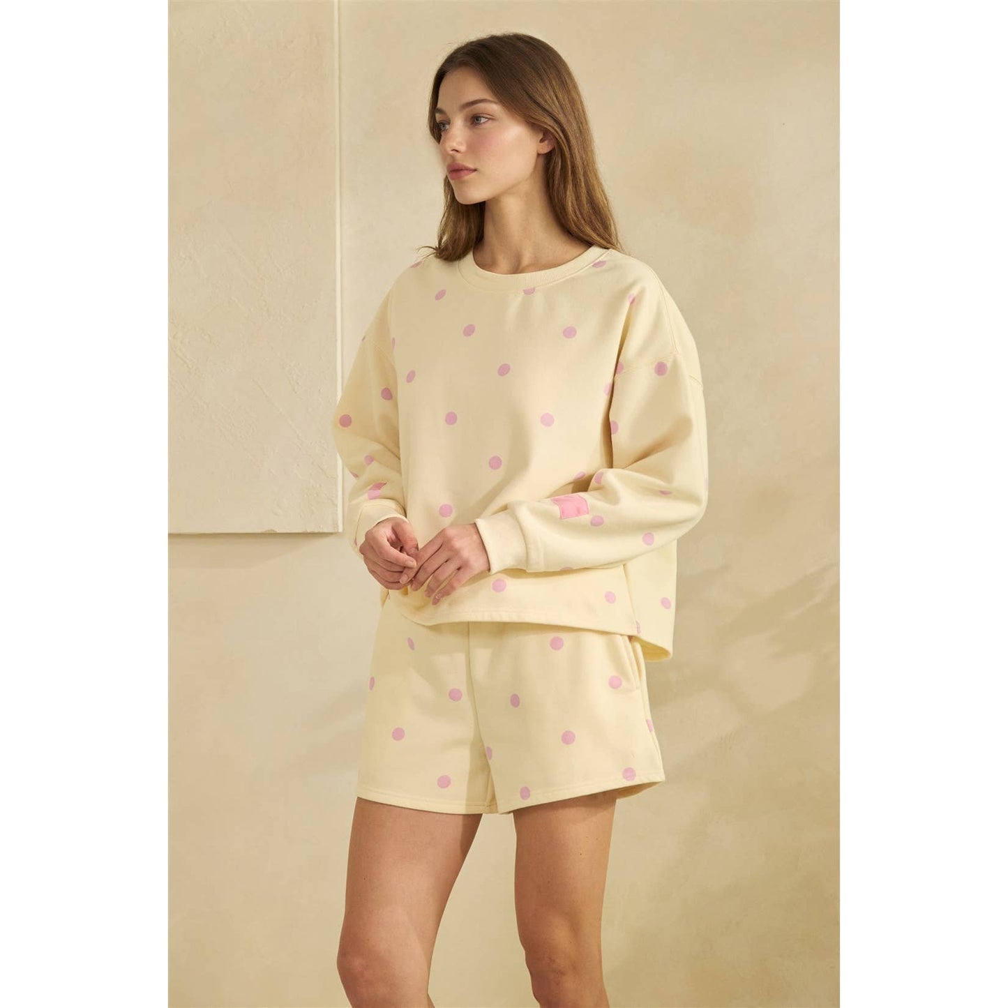 Printed Lounge Crewneck Sweatshirt: H. Grey/Red Heart / L