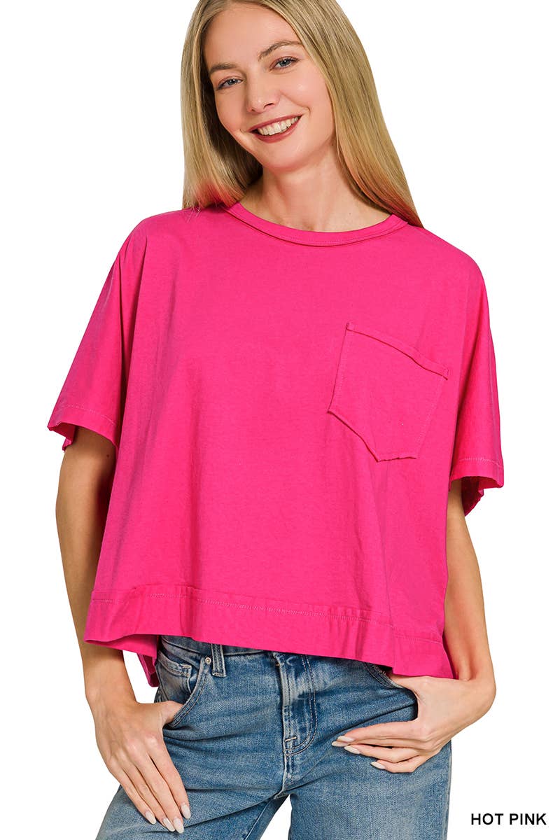 Exposed Seam Boxy Top - Zenana: TURQUOISE-196699 / S/M