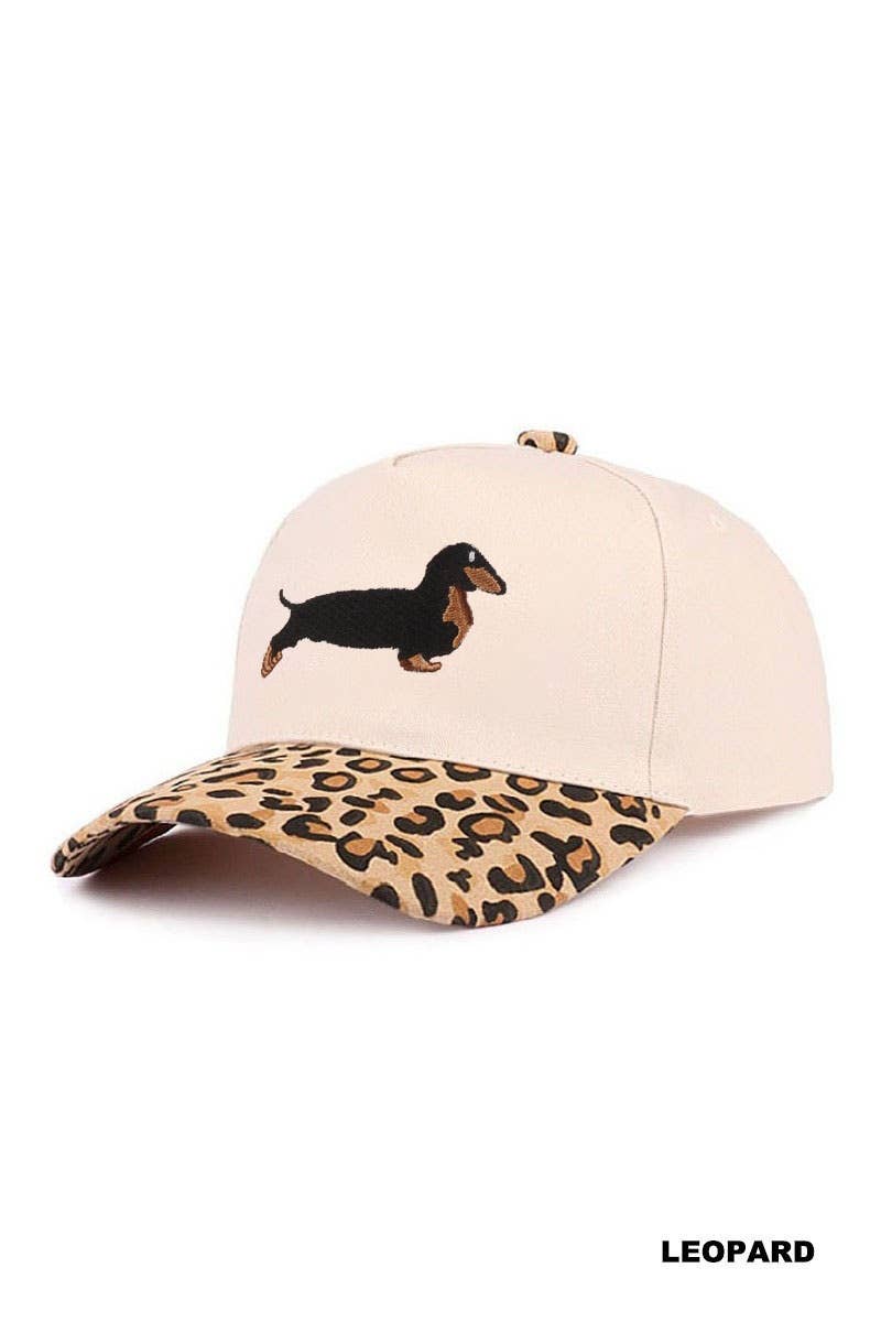 Dachshund Two Tone Cotton Hat - Zenana: LEOPARD-197401 / OS