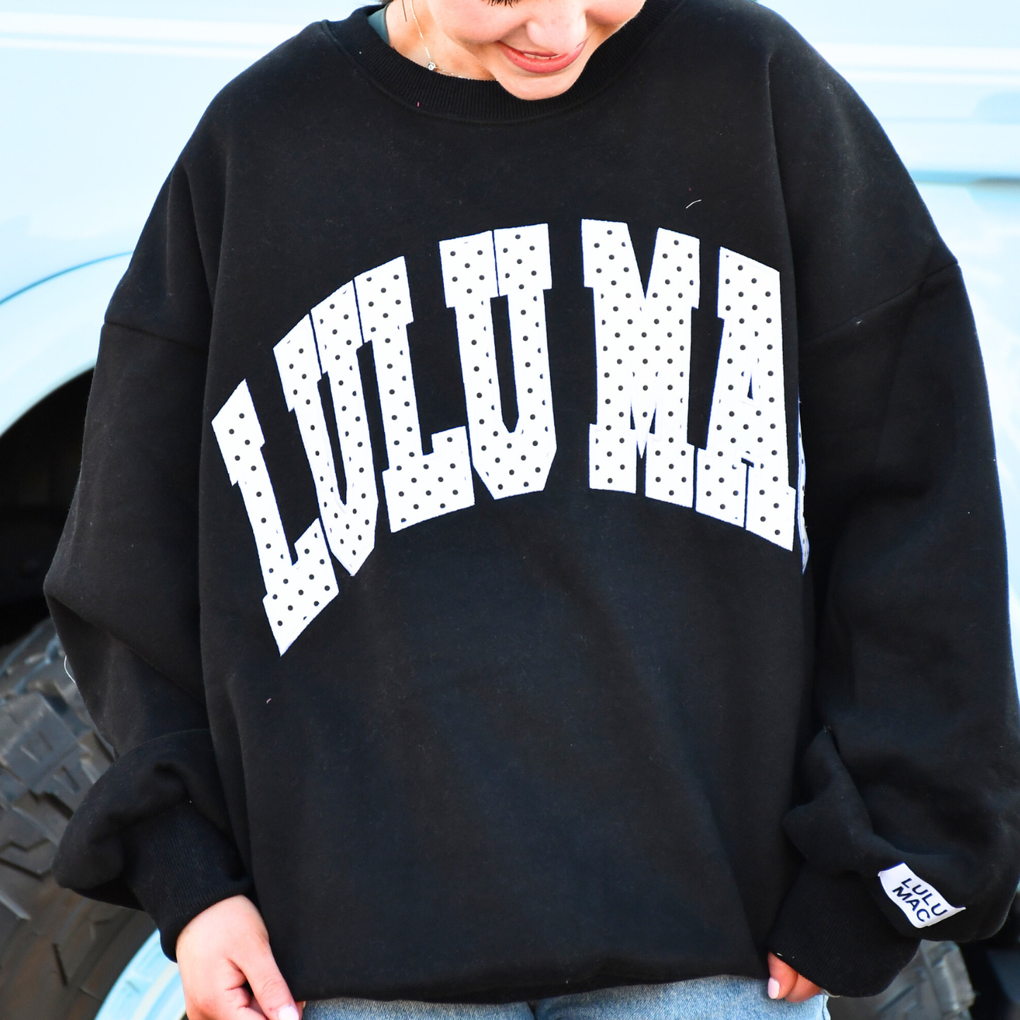 LM-SW-1008-PD Black/White Polka Dot Sweatshirt: Black/White / Medium