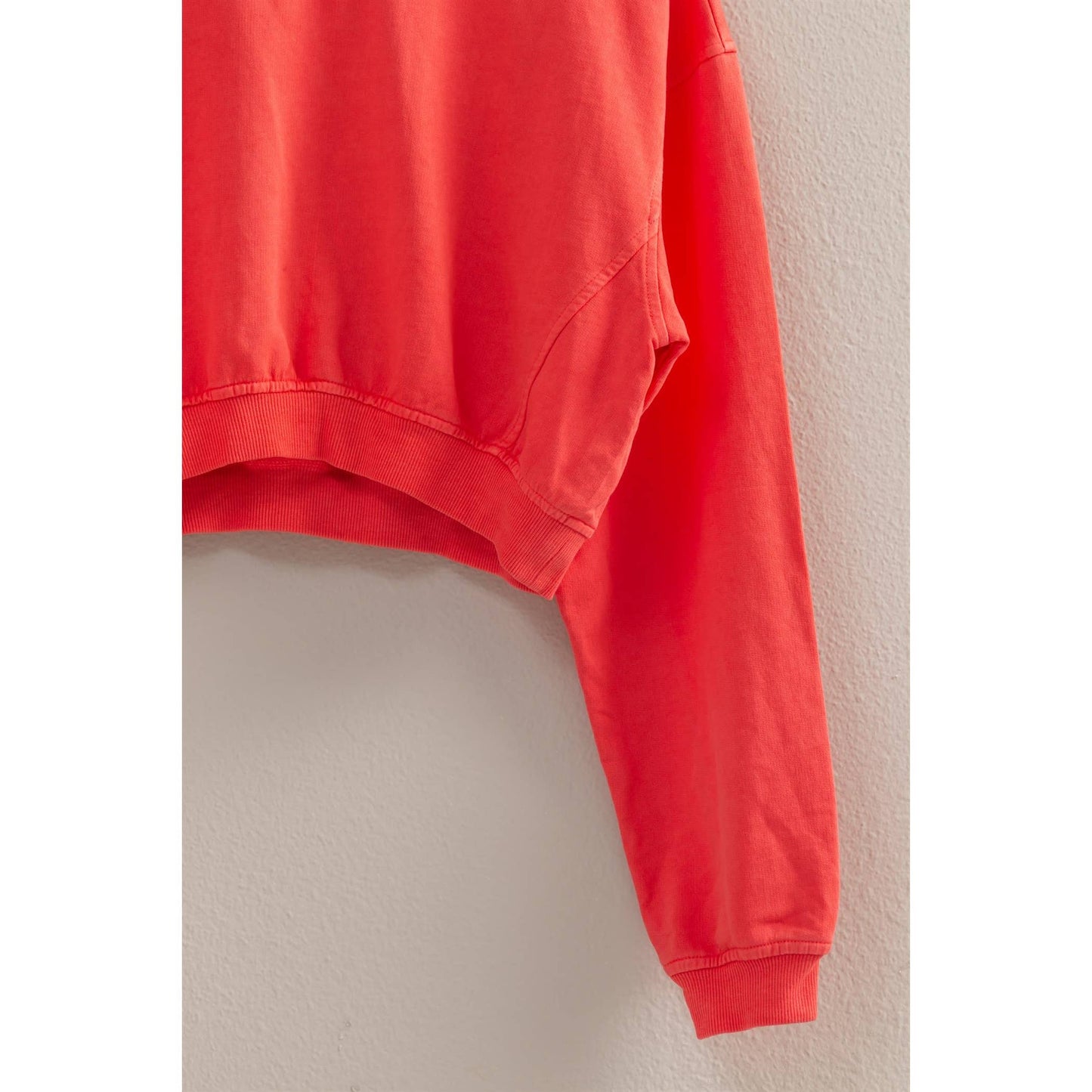 Crew Neck Long Sleeve Crop Sweatshirt: WISTERIA / S-M-L(2-2-2)