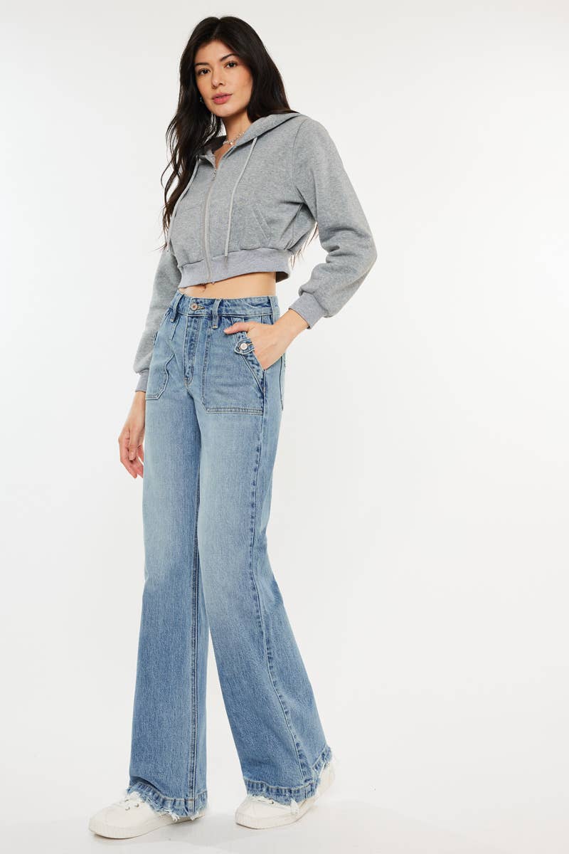 OPEN PACK HIGH RISE WIDE FLARE JEANS-KC2572M: MEDIUM / 13/30