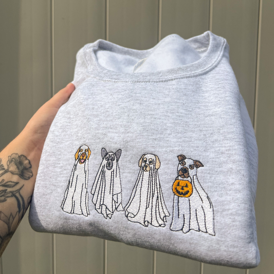 Ghost Dog Embroidered Crewneck: Medium