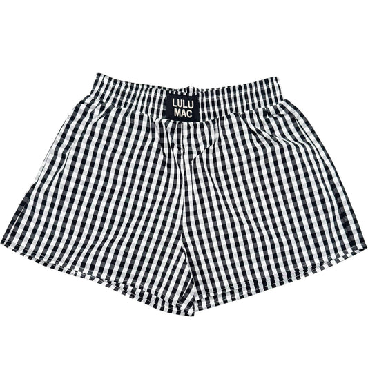 BXGH-BLACK GINGHAM BOXER SHORT: BLACK / Small
