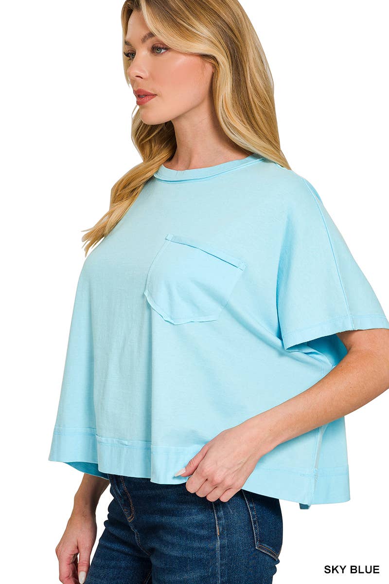 Exposed Seam Boxy Top - Zenana: TURQUOISE-196699 / S/M