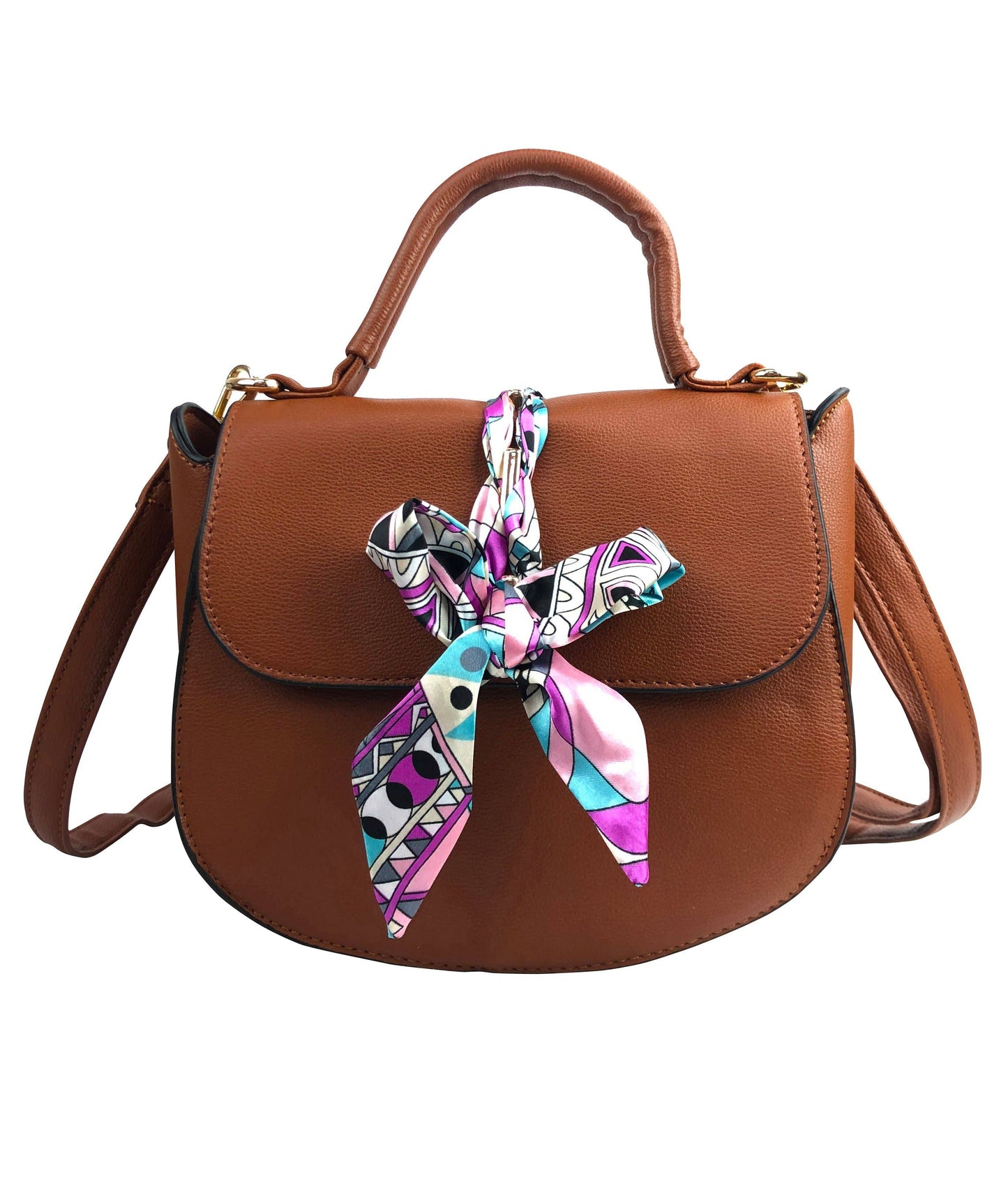 7920 - Scarf Flap Crossbody Bag: Black