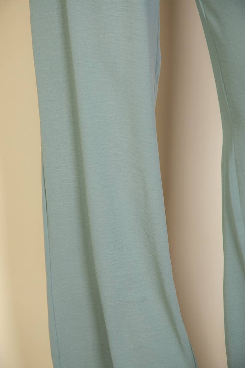 Drawstring waist wide leg minimalist pants: Black / M