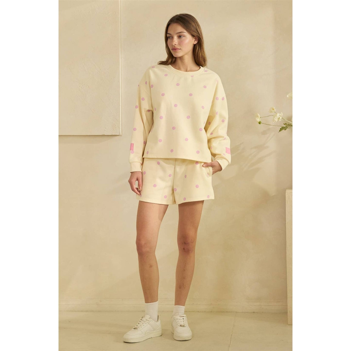 Printed Lounge Crewneck Sweatshirt: H. Grey/Red Heart / M