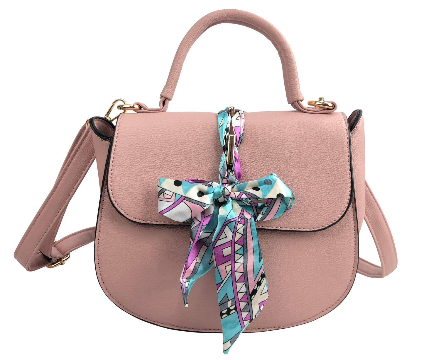 7920 - Scarf Flap Crossbody Bag: Black