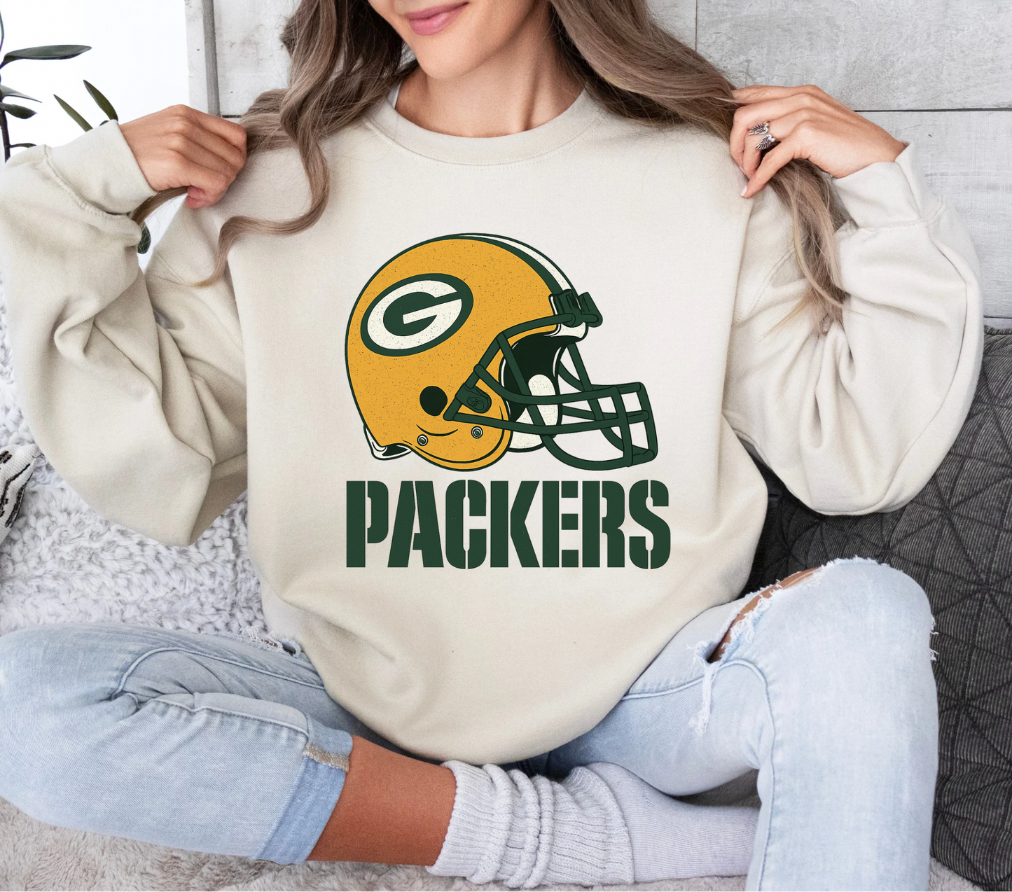 Packers: Sand / Crewneck / XL