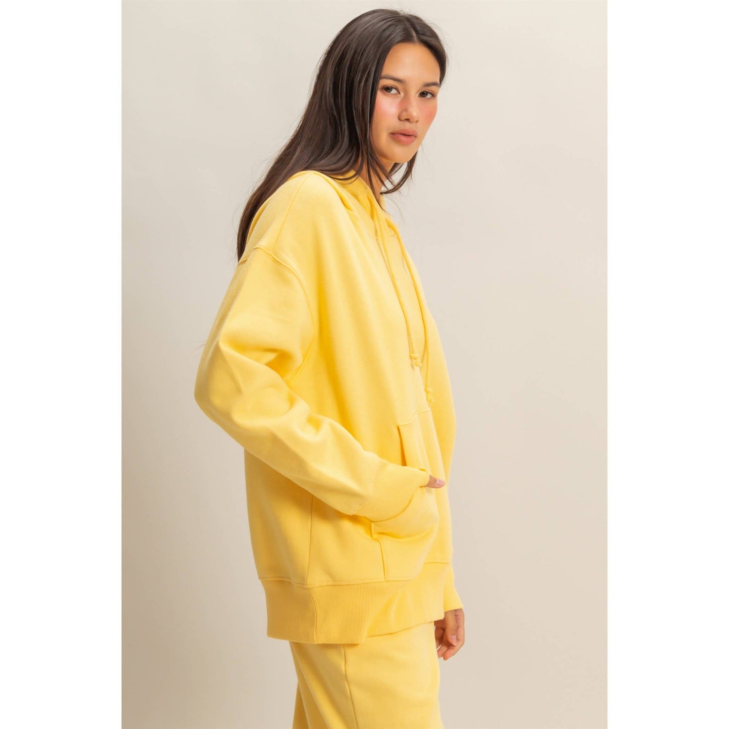 Drop Shoulder Oversized Hoodie: BANANA CREAM / S-M-L(2-2-2)