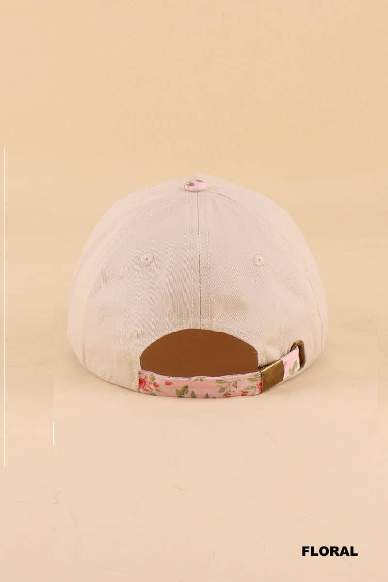 Dirty Martini Two Tone Cotton Hat - Zenana: FLORAL-197343 / OS