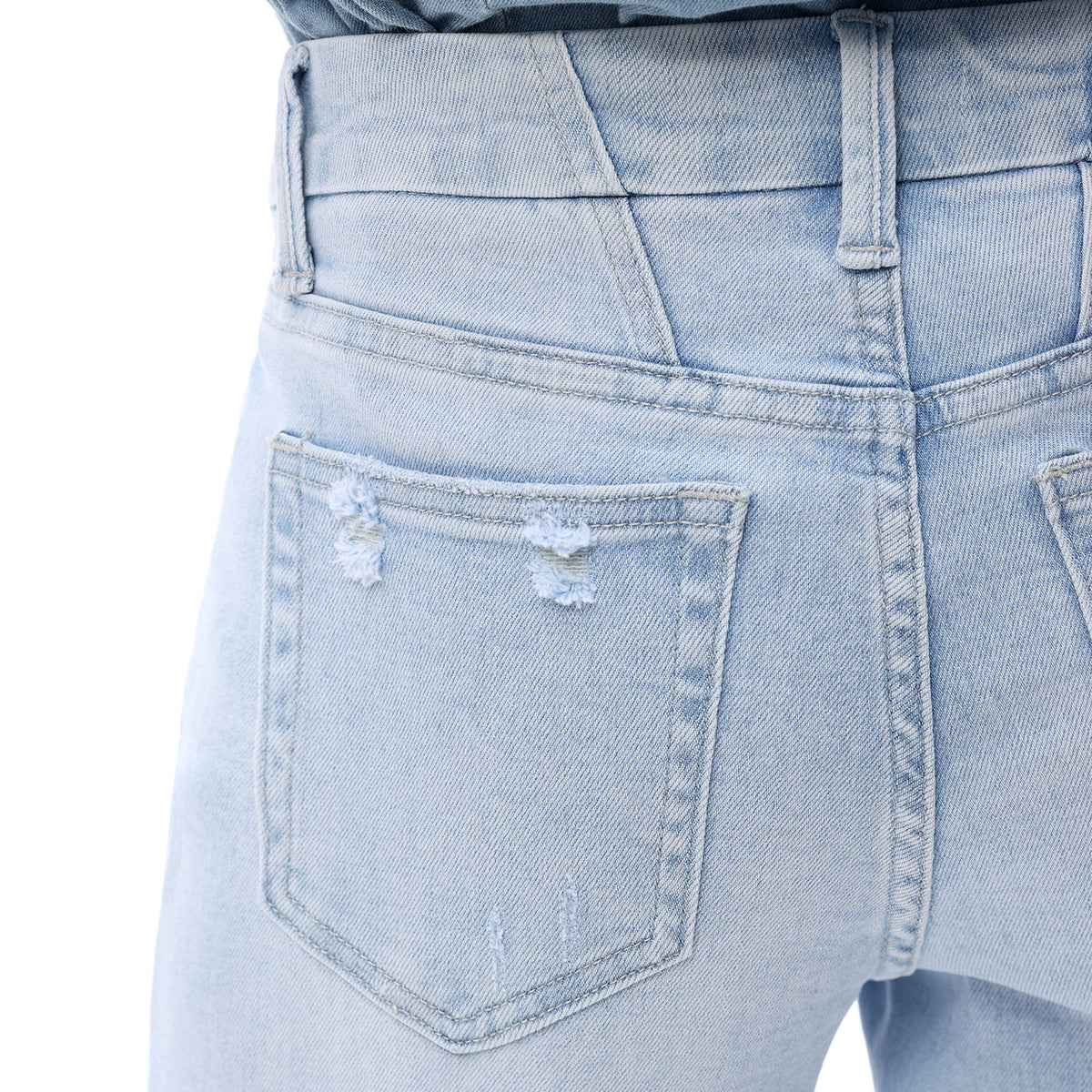 Mid Rise Wide Leg Jeans Raw Hem Vintage Distressed OSW8019: VINTAGE BLUE / 24