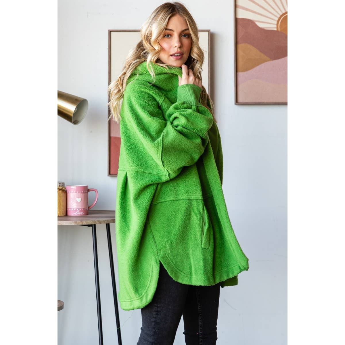 Lightweight Fleece Hooded Jacket: Hot pink / S