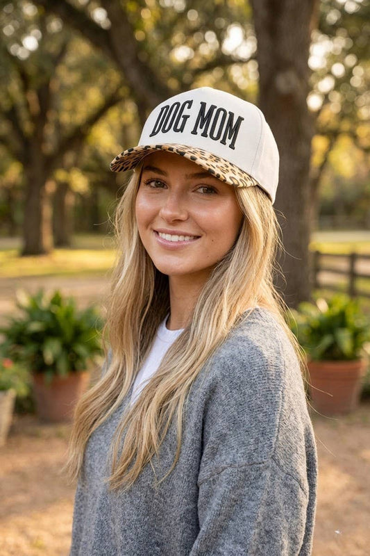 Dog Mom Two Tone Snapback Hat: LEOPARD-199881 / OS