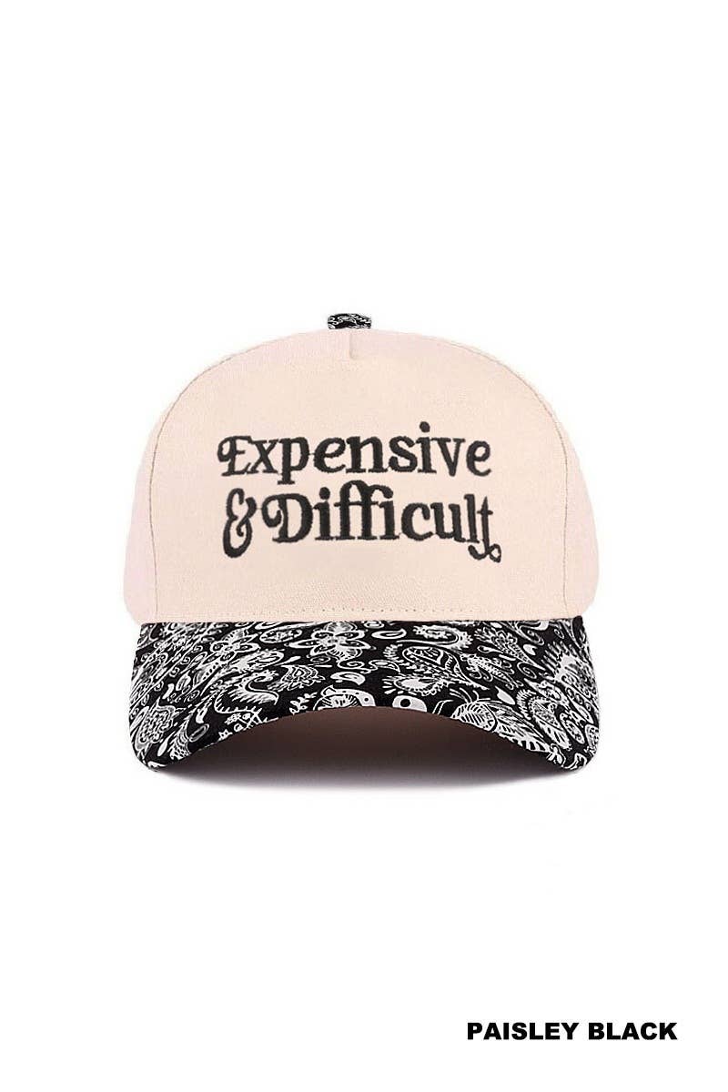 `Two Tone Canvas Cotton Cap: PAISLEY BLACK-198540 / OS
